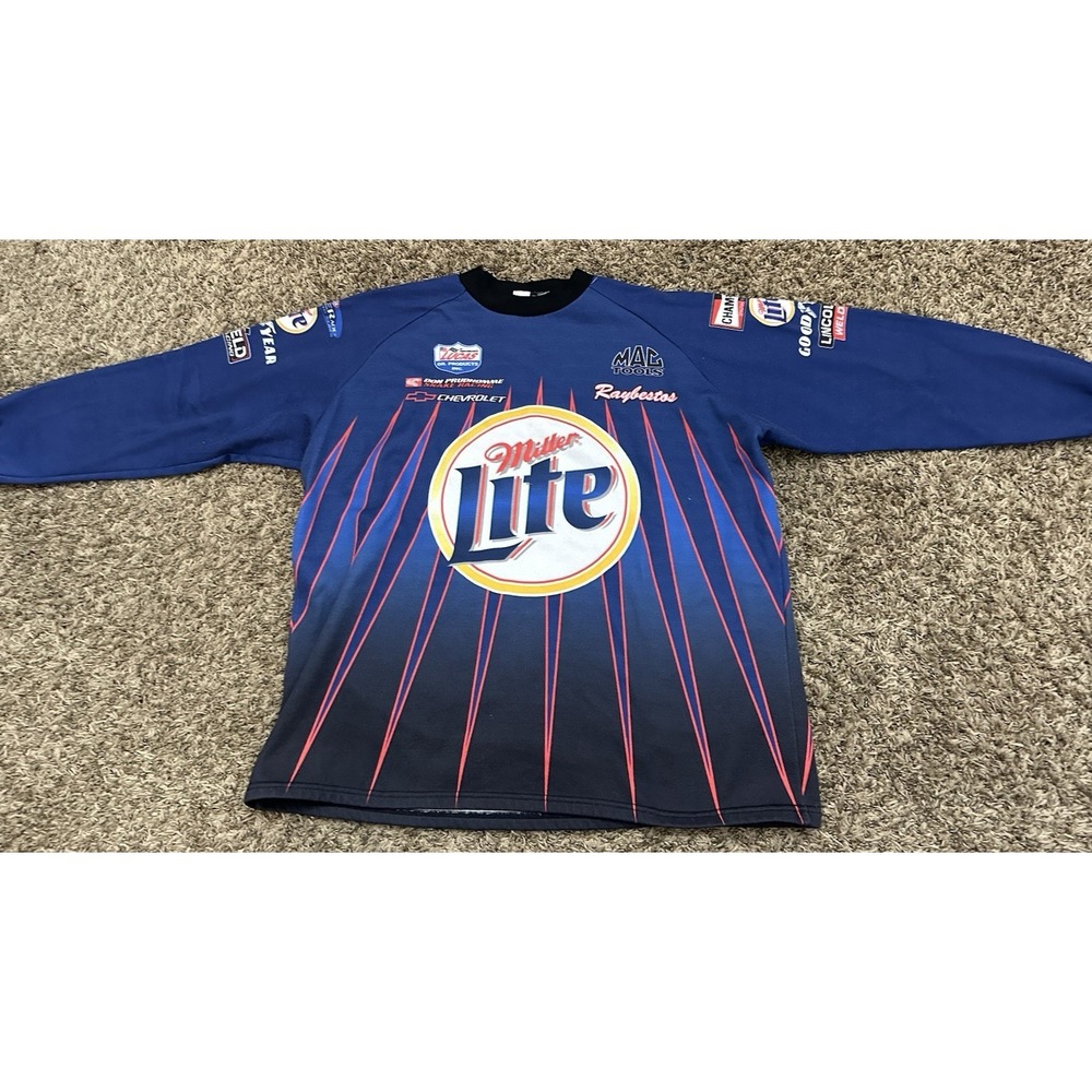 Vintage Don Prudhomme Miller Lite Racing Pullover Blue AOP Mens Size 2XL